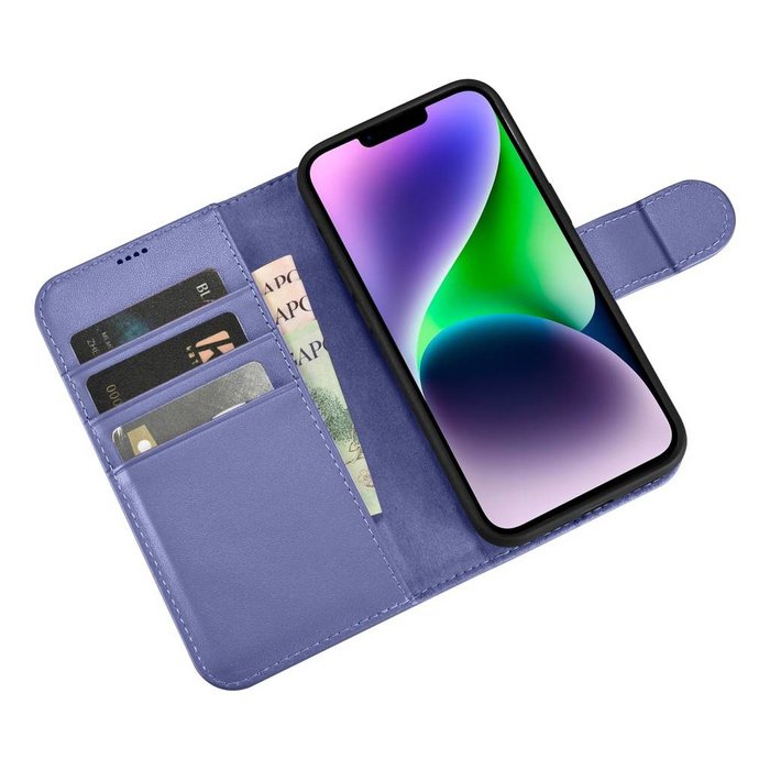 iCarer Wallet Case 2v1 iPhone 14 Plus Flip Leather Cover Anti-RFID Light Violet (WMI14220727-LP)