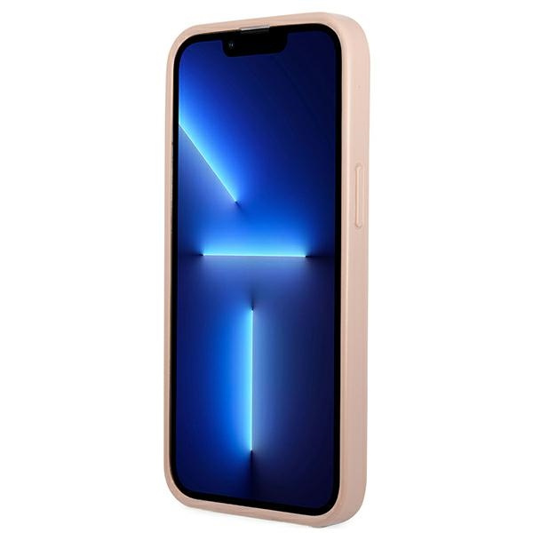 Case GUESS Apple iPhone 13 Saffiano Triangle Logo Cardslot Pink Hardcase