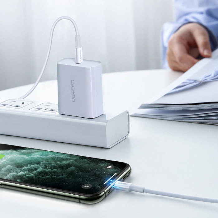 Ugreen kabel MFi USB Type C - Lightning 3A kabel 0,5 m bílý (US171)
