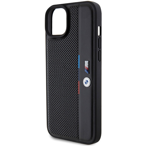 Hülle Bmw Bmhcp15s23pupvk IPhone 15 / 14 / 13 6.1" Schwarz/Schwarz Hartcase Perforierte Tricolor Linie Case