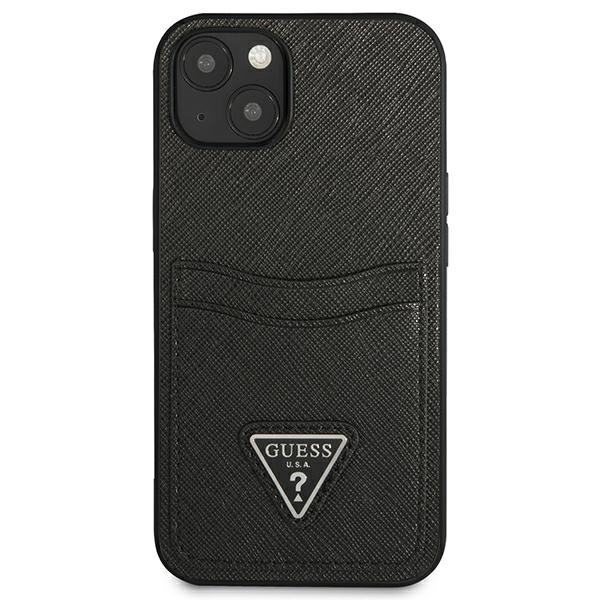 Case GUESS Apple iPhone 13 Mini Saffiano Triangle Logo Cardslot Black Hardcase
