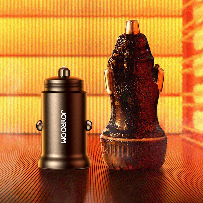 Joyroom JR-CCN06 30W 2x USB-C mini nabíječka do auta kovová - černá