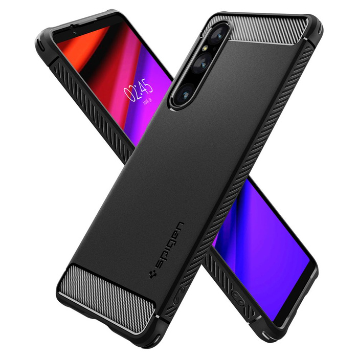 Cover Spigen Rugged Armor MATTE Sony Xperia 1 V Nero Case