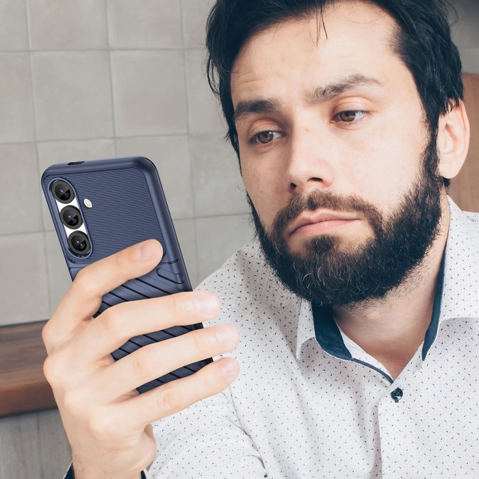 Thunder Case Hülle für Samsung Galaxy S25, silikongepanzerte Hülle - Blau