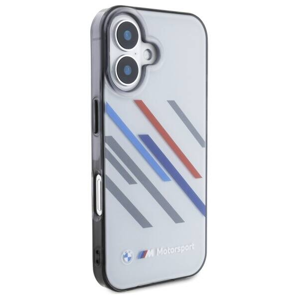 Hülle BMW iPhone 16 Plus 6,7" grau/grau hartcase Motosport IML Random Stripes