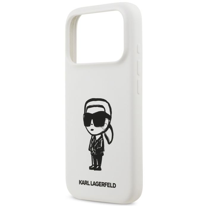 Etui Karl Lagerfeld Silicone Karl Sketch & Logo MagSafe do iPhone 17 Pro biały