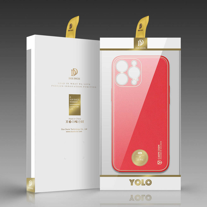 Dux Ducis Yolo elegante custodia realizzata in morbido TPU e pelle PU per iPhone 13 Pro rosso