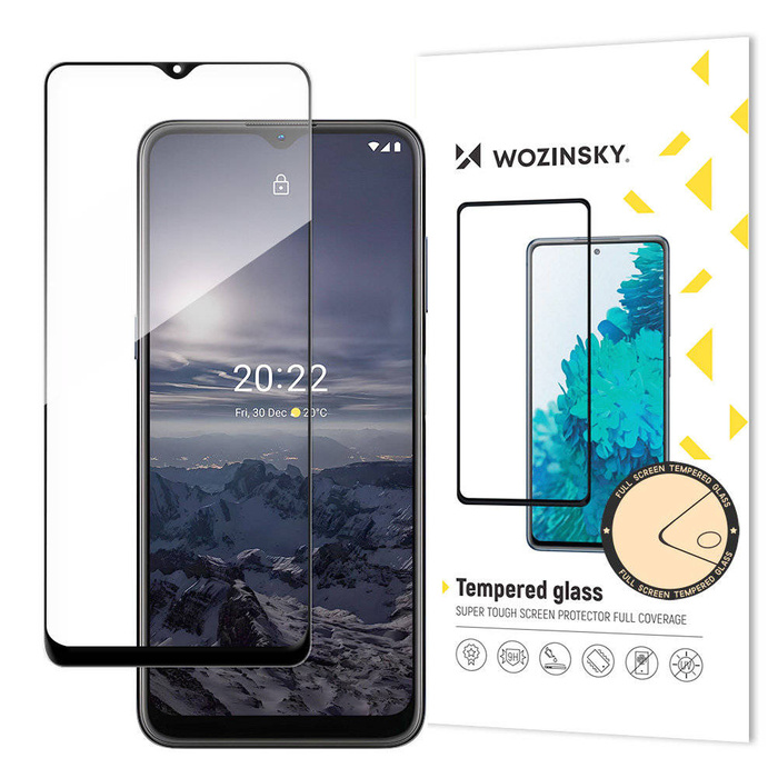 Wozinsky pantalla completa de vidrio templado súper resistente con pegamento completo con marco compatible con la carcasa nokia g21 / g11 negro