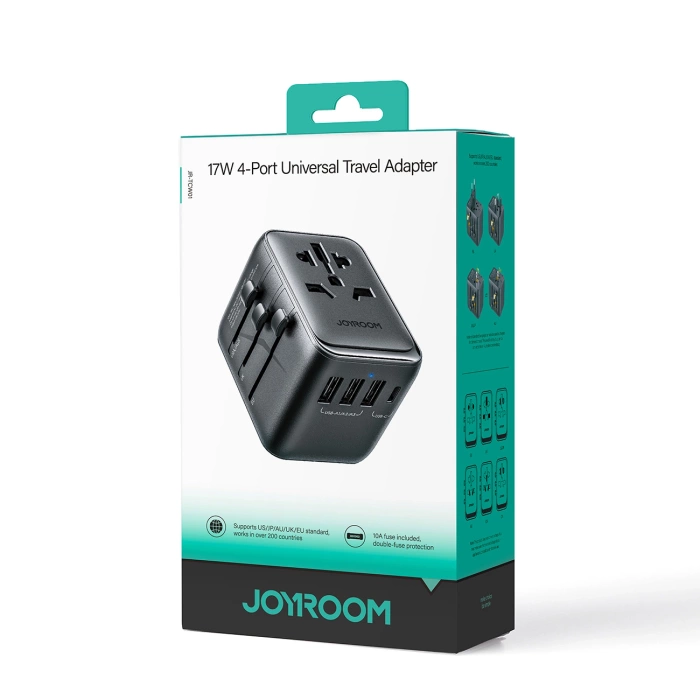 Joyroom JR-TCW01 Reiseadapter universal 17W EU / US / UK / JP / AU / CN - Schwarz