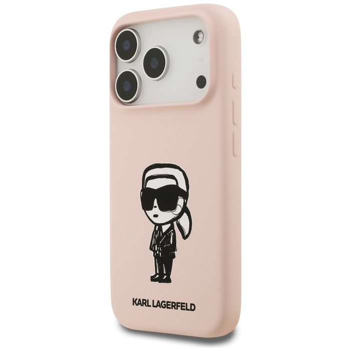 Etui Karl Lagerfeld Silicone Karl Sketch & Logo MagSafe do iPhone 17 Pro Max różowy