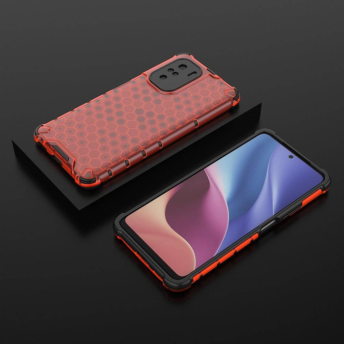 Housse blindée en nid d'abeille coque avec cadre en gel Xiaomi Redmi K40 Pro+ / K40 Pro / K40 / Poco F3 rouge