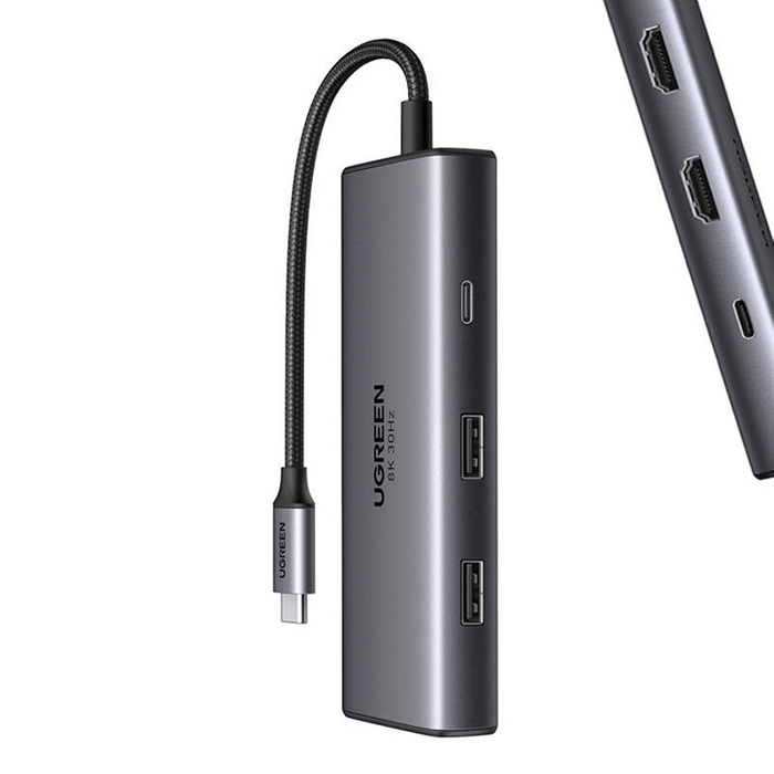 UGREEN CM498 Adaptér 6 v 1 USB na 2x USB-A 3.0, USB-C 3.0, 2xHDMI, PD