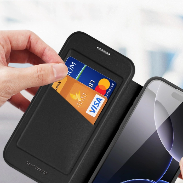 Dux Ducis Skin X Pro Hülle für iPhone 17 Pro Max mit Wallet, MagSafe kompatibel - Schwarz