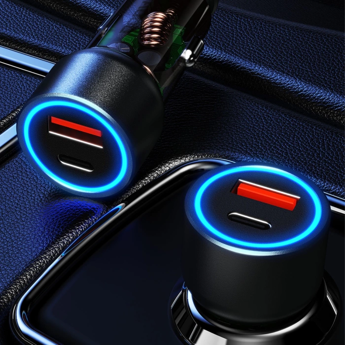 Dudao R4T 30W USB-A / USB-C Autoladegerät - Grau