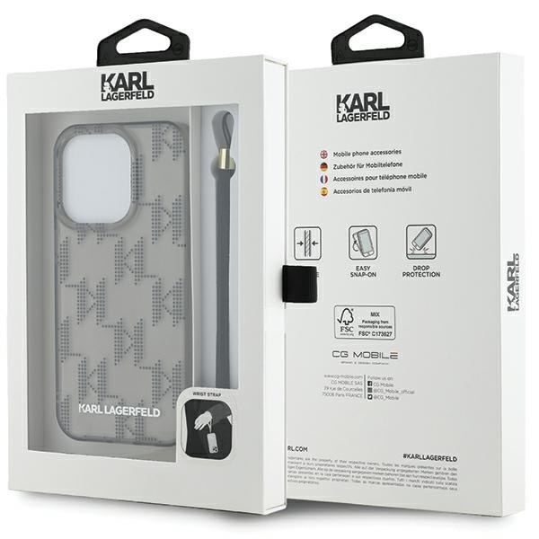 Etui Karl Lagerfeld KLHCP15LHKDPNSK iPhone 15 Pro 6.1" czarny/black hardcase IML Mono KL Pattern & Cord