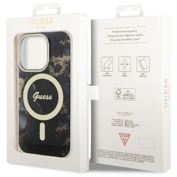 Funda Guess GUHMP14LHTMRSK iPhone 14 Pro 6.1" negro/negro durocase Golden Marble MagSafe Case