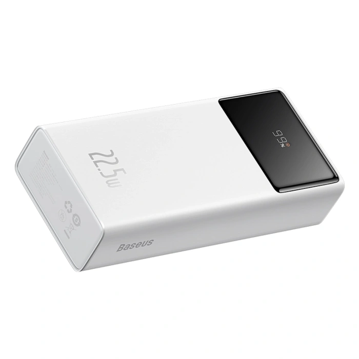 Powerbank Baseus EnerFill FP41 30000mAh 22.5W z kablem Baseus Simple USB-A - USB-C 3A 30cm - biały