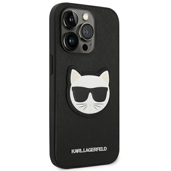 Hülle Karl Lagerfeld iPhone 14 Pro Max 6,7" hartcase schwarz/schwarz Saffiano Choupette Head Patch