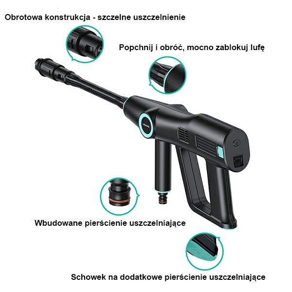 USAMS Hochdruckreiniger 5000 mAh + Gartenschlauch 5m schwarz/schwarz BXXCQ01 (US-ZB252)