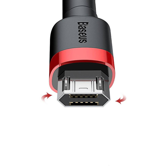 Baseus Cafule Cable strapazierfähiges Nylonkabel USB / Micro USB 2A 3M schwarz-rot (CAMKLF-H91)
