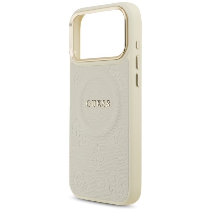 Etui Guess Peony Hot Stamp MagSafe do    iPhone 17 Pro Max beżowy