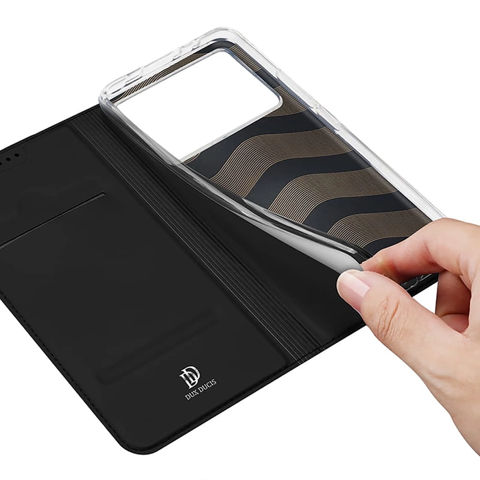 Dux Ducis Skin Pro Hülle für Xiaomi Poco X6 Pro 5G / Redmi K70E mit Klappe und Kartenfach - Schwarz