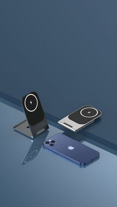 VEGER podstawka biurkowa z ładowarką indukcyjną kompatybilna z MagSafe 2A 15W Y56 czarna 