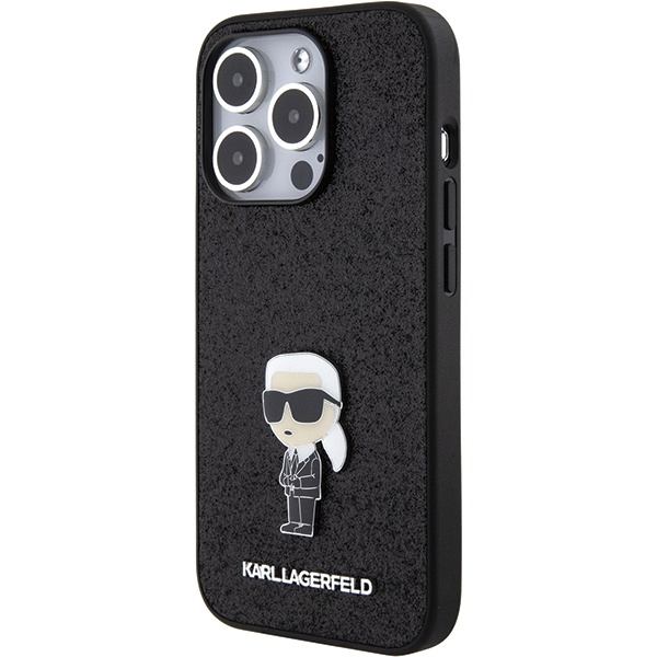 Karl Lagerfeld KLHCP15XGKNPSK iPhone 15 Pro Max 6,7" nero/nerocase Fisso Glitter Logo Ikonik Spilla di metallo