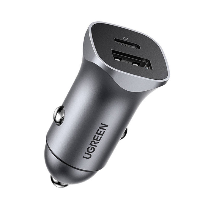 Ugreen nabíječka do auta USB Type C / USB 24W Power Delivery Quick Charge šedá (30780)
