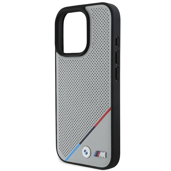 Cover BMW iPhone 16 Pro 6,3" grigio/grigio durocase M Linea Tricolore Perforata MagSafe