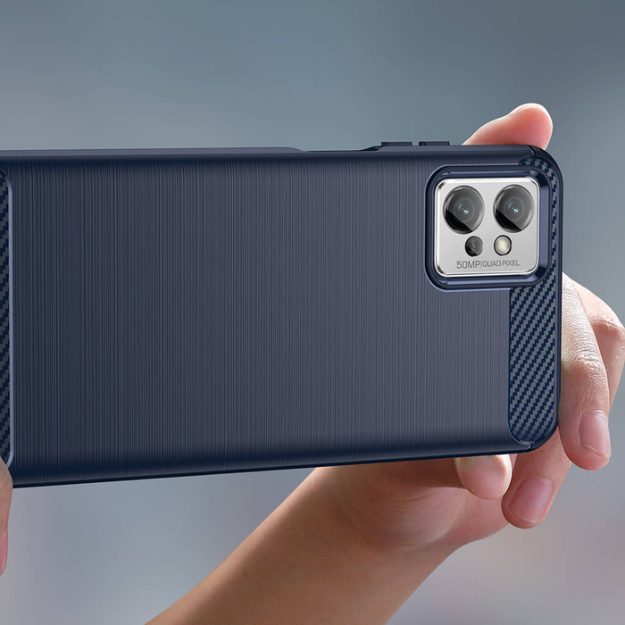 Carbon Case für Xiaomi Poco F4 5G flexible Silikon-Carbon-Hülle schwarz