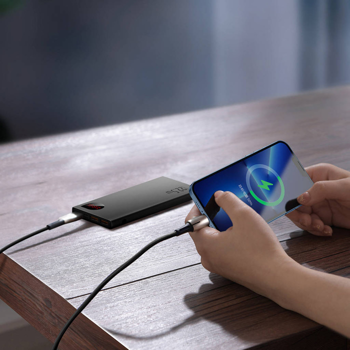 Baseus Adaman Metal avec charge rapide 10000mAh 22.5W (Overseas Edition 2021) noir + câble USB-A - USB-C 3A 0.3m noir