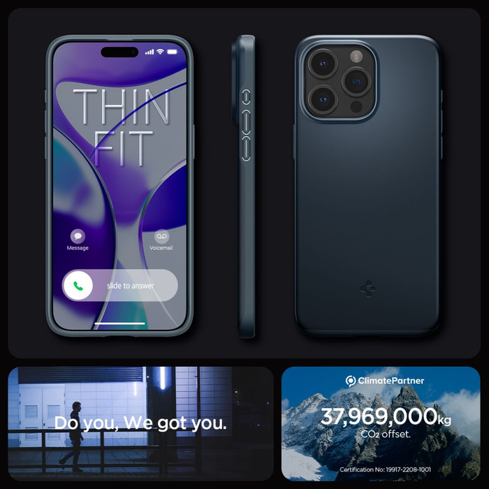 Telefontok Spigen Thin Fit iPhone 15 Pro fém pala Case