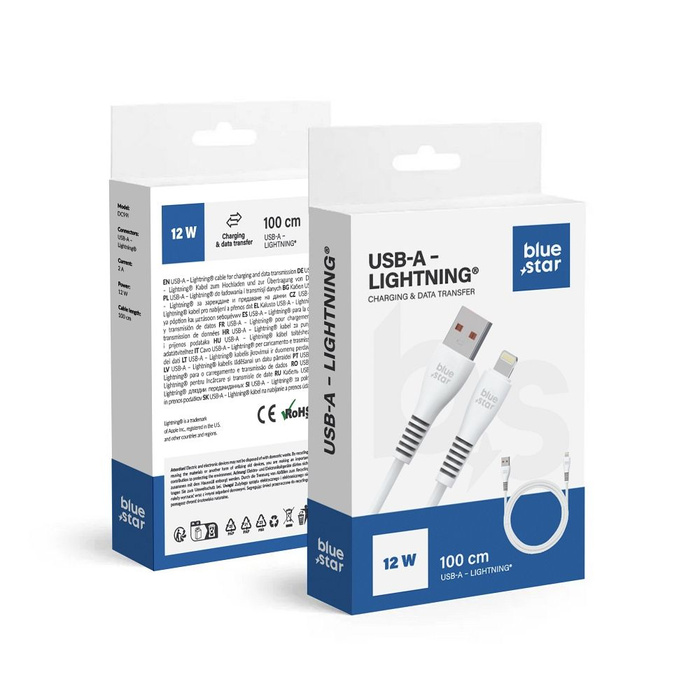 Kabel USB A do Lightning Blue Star 2A 12W 1 m DC99I biały