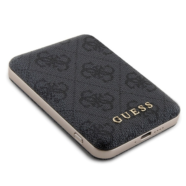 Zestaw Guess GUBPM5P15S4GEMGK iPhone 15 6.1" hardcase + Powerbank 5000mAh MagSafe czarny/black 4G Metal Logo