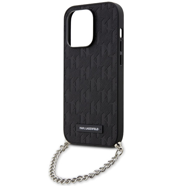 Case Karl Lagerfeld KLHCP14XSACKLHPK iPhone 14 Pro Max 6.7" black/black hardcase Saffiano Monogram Chain Case