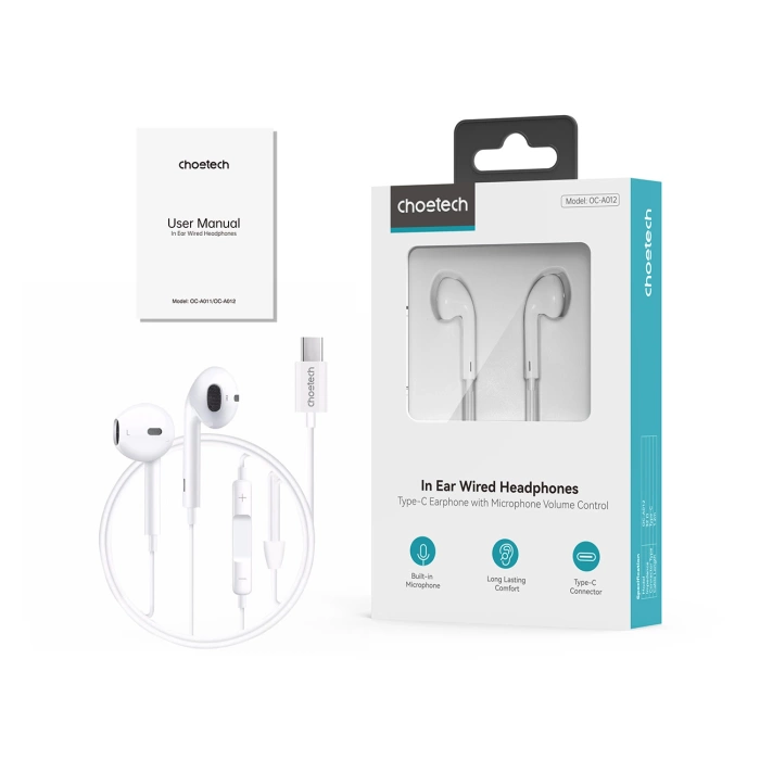 Choetech USB-C 1,2 m In-Ear-Kopfhörer – Weiß