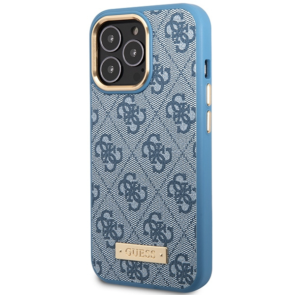 Guess GUHMP14LU4GPRB iPhone 14 Pro 6.1" blu/blu rigido case 4G Logo Plate MagSafe