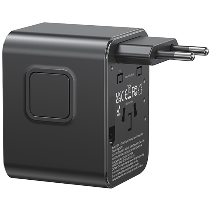 Ładowarka sieciowa USAMS Travel Adapter  CC308 USB-C + USB-A 17W 4w1 US/AU/EU/UK czarny