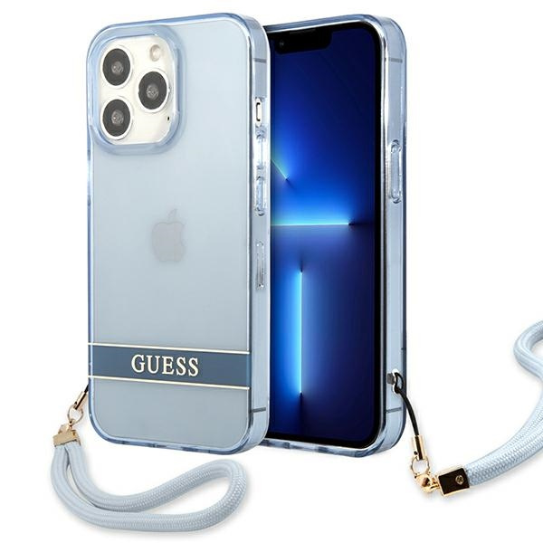 Hülle GUESS Apple iPhone 13 13 Pro Transluzent Stap Blau Hartcase