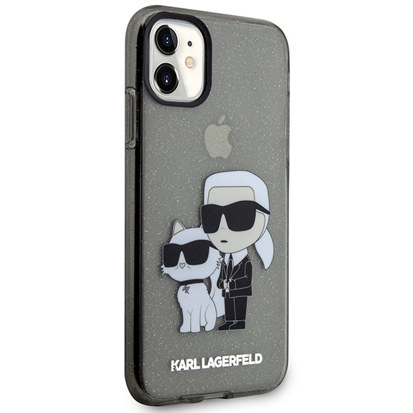 Funda Karl Lagerfeld iPhone 11 / Xr 6.1" negro/negro durocase Gliter Karl&Choupette