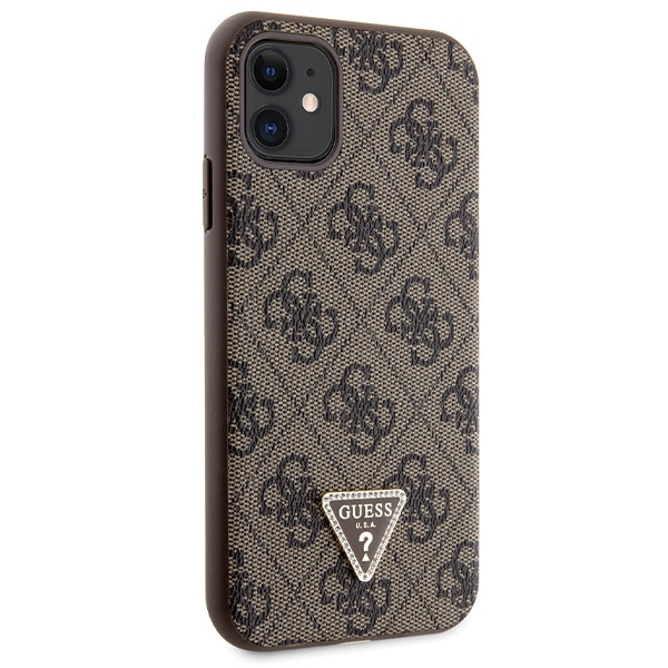 Guess GUHCN61P4TDSCPW iPhone 11 / Xr 6.1" marrone/marrone durocase Crossbody 4G Logo in metallo