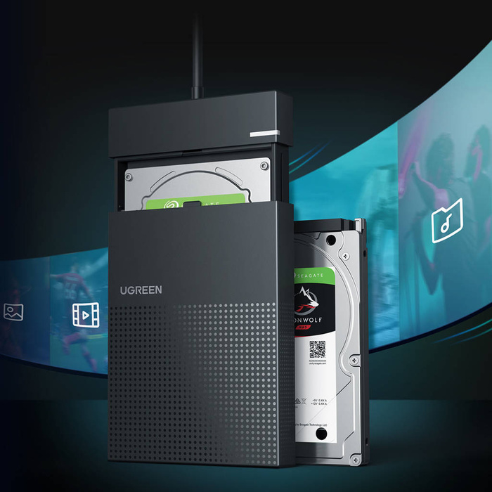 Ugreen pevného disku 2,5'' USB 3.2 Gen 1 5Gbps pozice pro HDD SSD s USB kabelem černý (30719 CM471)