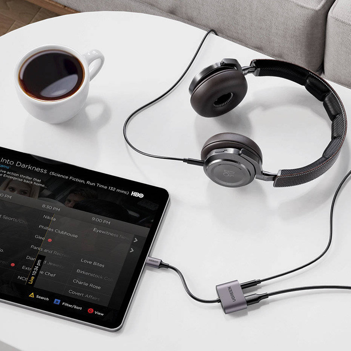 Adaptateur audio Ugreen USB Type C (mâle) - USB Type C PD QC (femelle) + mini jack 3,5 mm (femelle) gris (CM231)