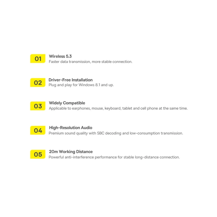 [APRÈS RETOUR] [APRÈS RETOUR] Adaptateur USB Bluetooth Baseus BA07 - noir