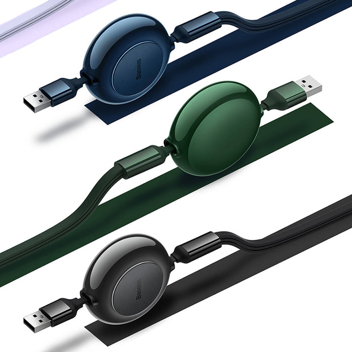 Baseus Bright Mirror 2 3en1 USB Tipo A - micro USB + Lightning + USB Tipo C 3.5A 1.1m violeta (CAMJ010005)