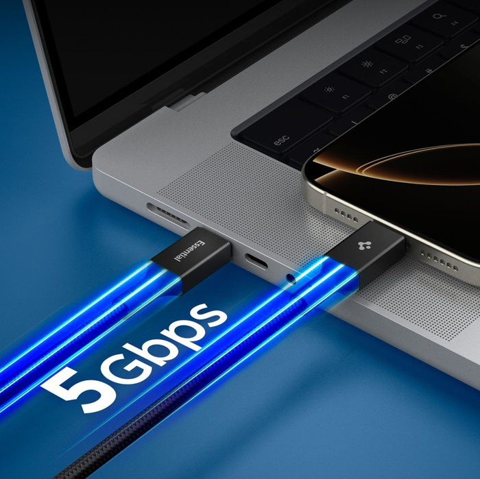 Spigen EB10010CC CABLE ESENCIAL TIPO-C 100W 100CM NEGRO