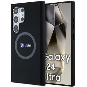 Case BMW BMHMS24L23SROK S24 Ultra S928 black/black hardcase M Silicone Printed Ring MagSafe Case