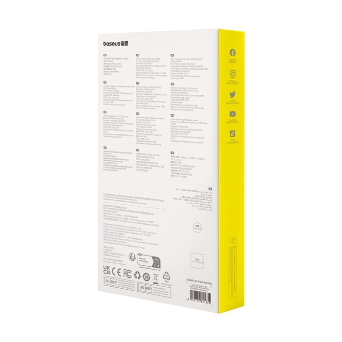 Baseus FlyJoy Series M.2 NVMe / M.2 SATA 10 Gb/s SSD-Schacht – Grau