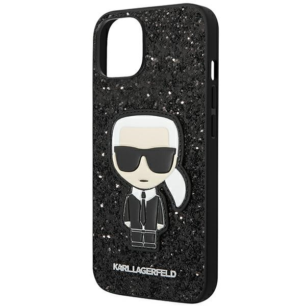 Hülle KARL LAGERFELD Apple iPhone 14 Plus Glitter Flocken Ikonik Schwarz Hartcase